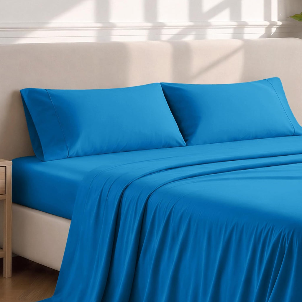 BareHome Bare Home Microfiber Pillow Cases - King Size Set of 2 - Cooling Pillowcases - Double Brushed - Medium Blue Pillowcases 2 Pack - E…
