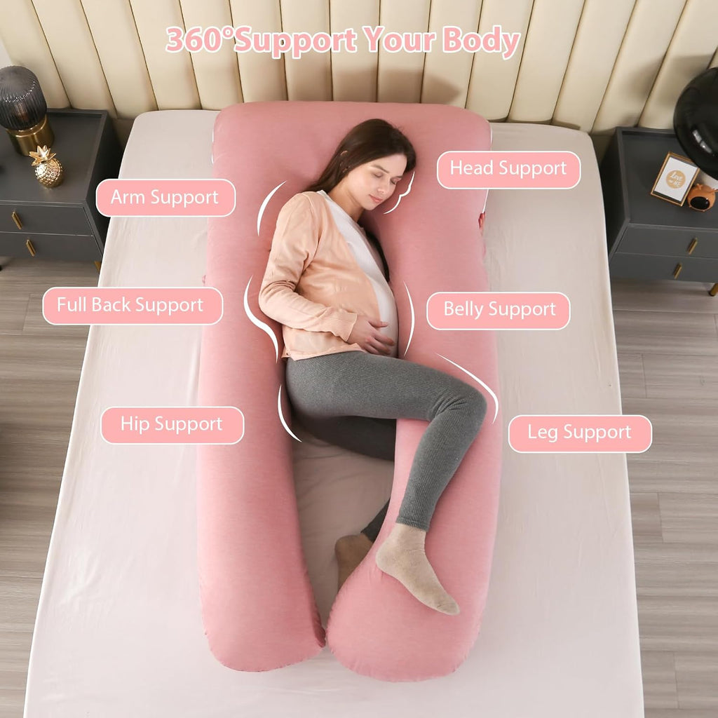 Amagoing Cooling Pregnancy Pillow for Sleeping, U Shaped Maternity Full Body Pillow for Women with Hip, Leg, Back Pain Support, Removable C…