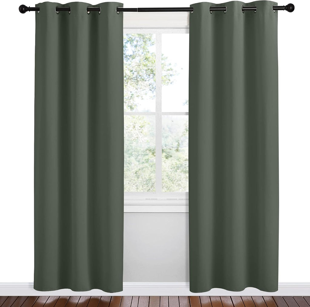 NICETOWN Blackout Curtain Panels, Dark Mallard, 1 Pair, 42 by 78-Inch, Home Decoration Thermal Insulated Solid Grommet Blackout Drape for…