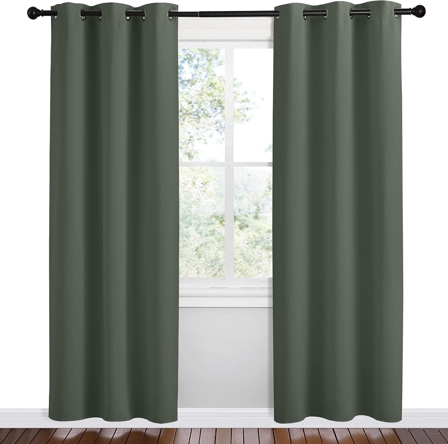 NICETOWN Blackout Curtain Panels, Dark Mallard, 1 Pair, 42 by 78-Inch, Home Decoration Thermal Insulated Solid Grommet Blackout Drape for…