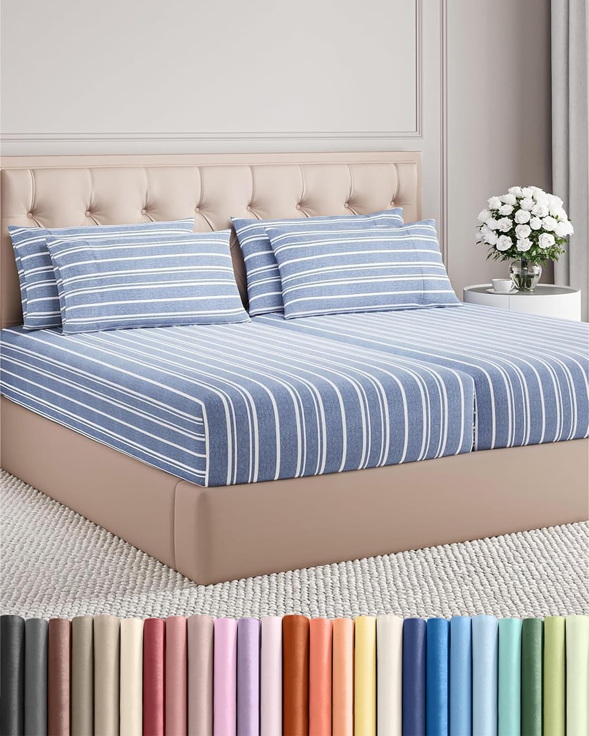 Split King 7 Piece Sheet Set - Comfy, Breathable & Cooling - Hotel Luxury Bedding for Women, Men, Kids, Teens and Children - 1 Flat & 2…