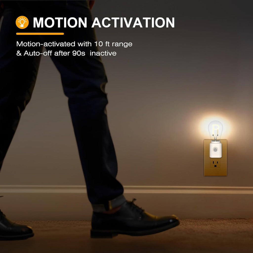 Motion Sensor Night Light, LED Night Lights Plug into Wall, 10-100LM Dimmable Night Light P-Type for Hallway, Stairs, Bedroom, Garage…