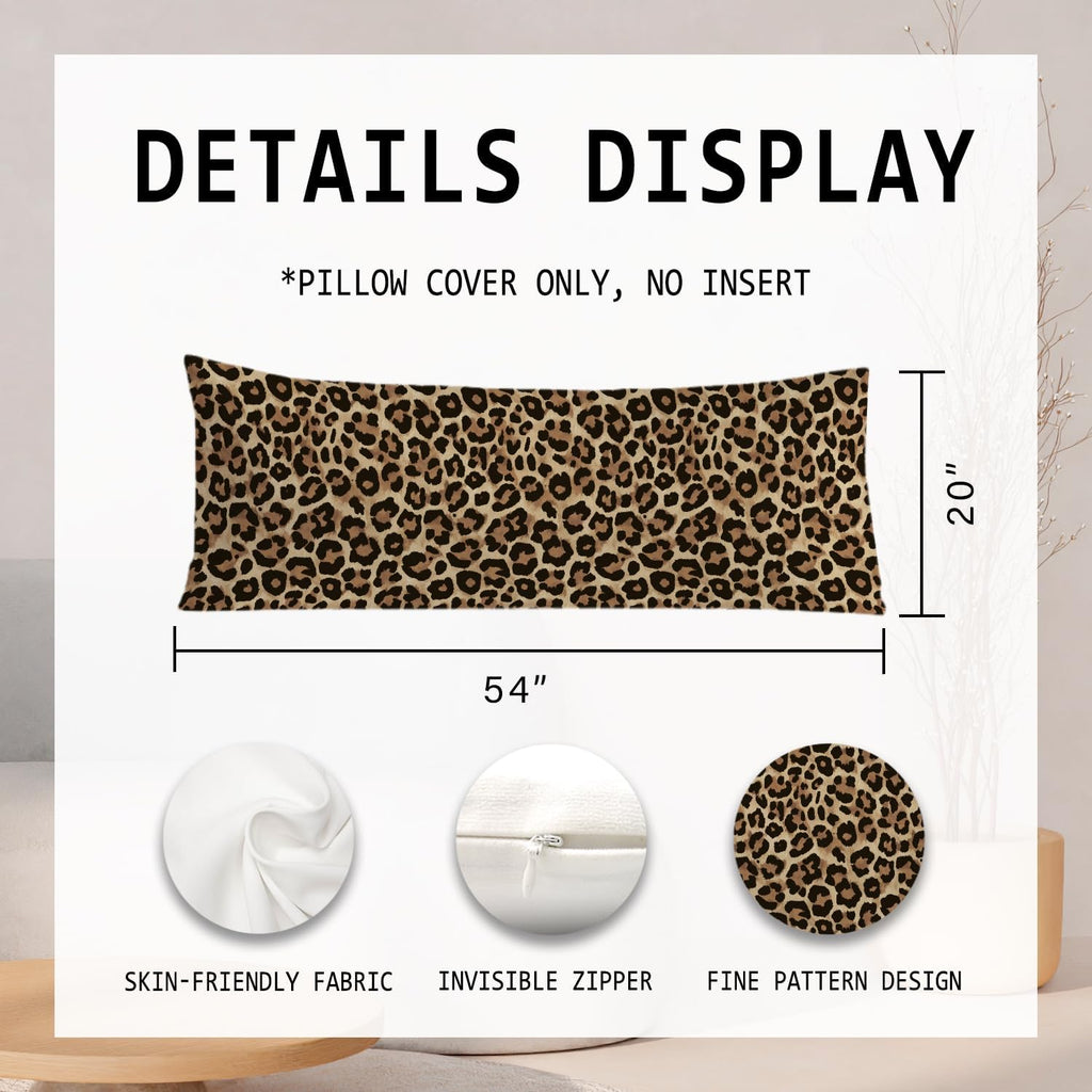 Leopard Print 20x54 Body Pillow Cover, Cheetah Print Room Decor, Trendy Wild Animal Print Decorative Long Body Pillow Cases for Girls…