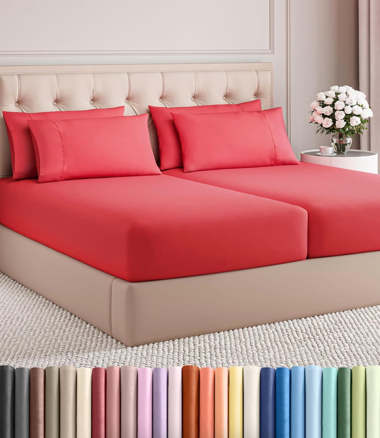 Split King 7 Piece Sheet Set - Comfy, Breathable & Cooling - Hotel Luxury Bedding for Women, Men, Kids, Teens & Children - 1 Flat & 2…