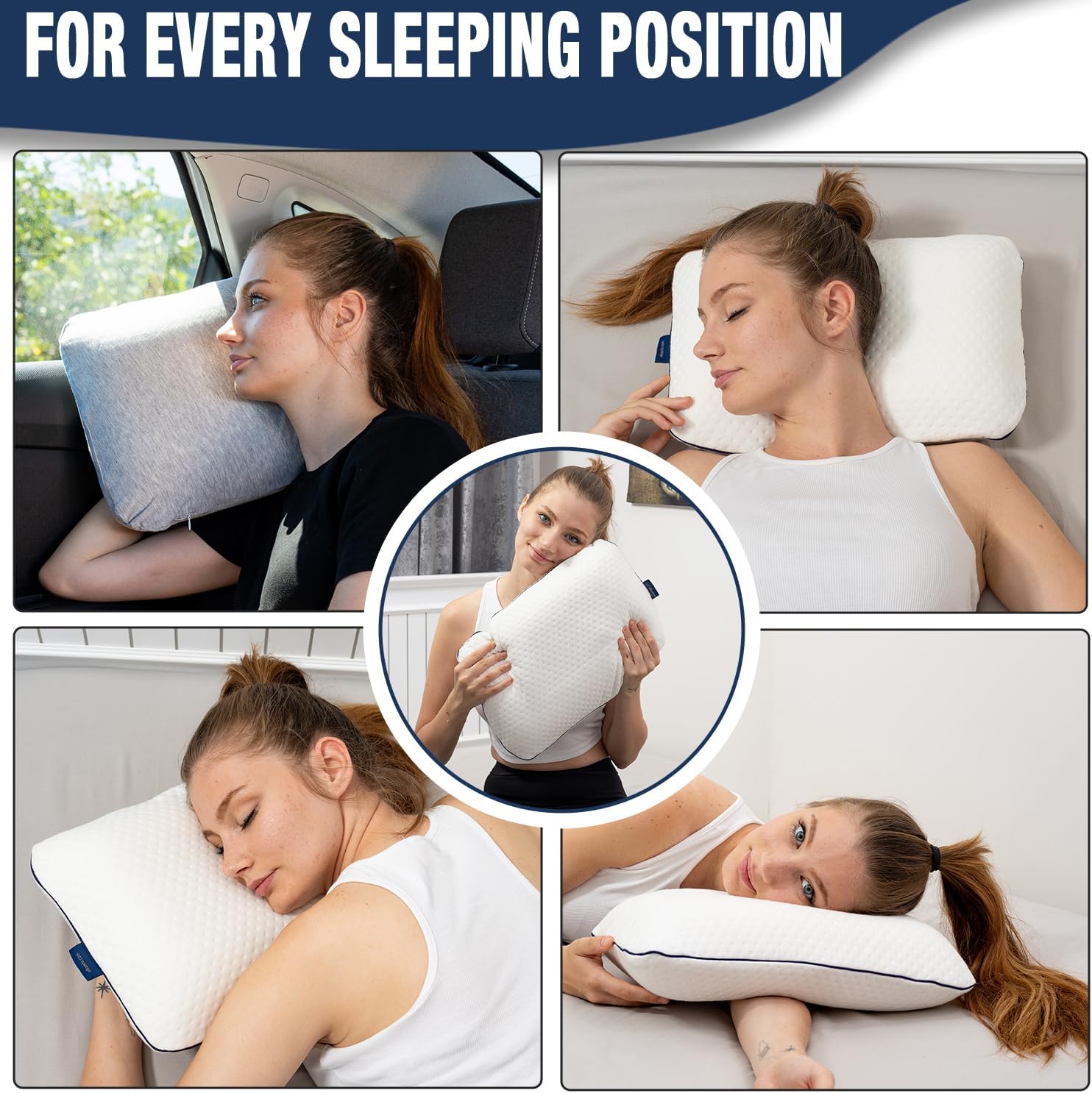 alkamto Travel & Camping Comfortable Memory Foam Pillow – Easy to Carry Portable Bag – Temperature Regulating Pillow Case