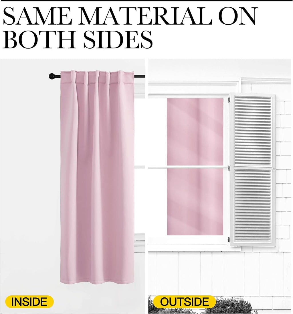 NICETOWN Blackout Curtain Panels for Living Room - (Baby Pink Color) 42x63 Inch, 2 Panels Set, Thermal Insulated Room Darkening Blackout…