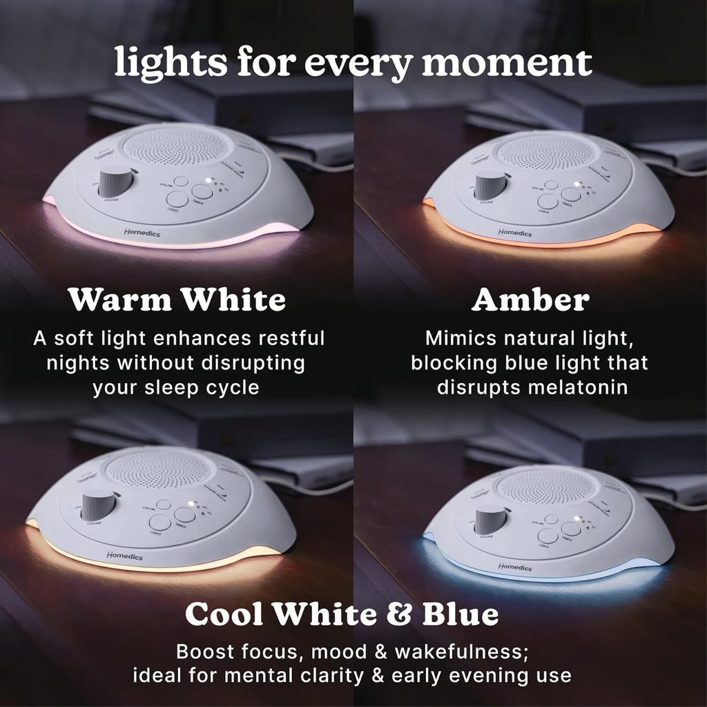 Homedics Sleep Better Portable Sound Machine, Night Light,12 Soothing Sounds Including White Noise, Rain, and Thunderstorm…