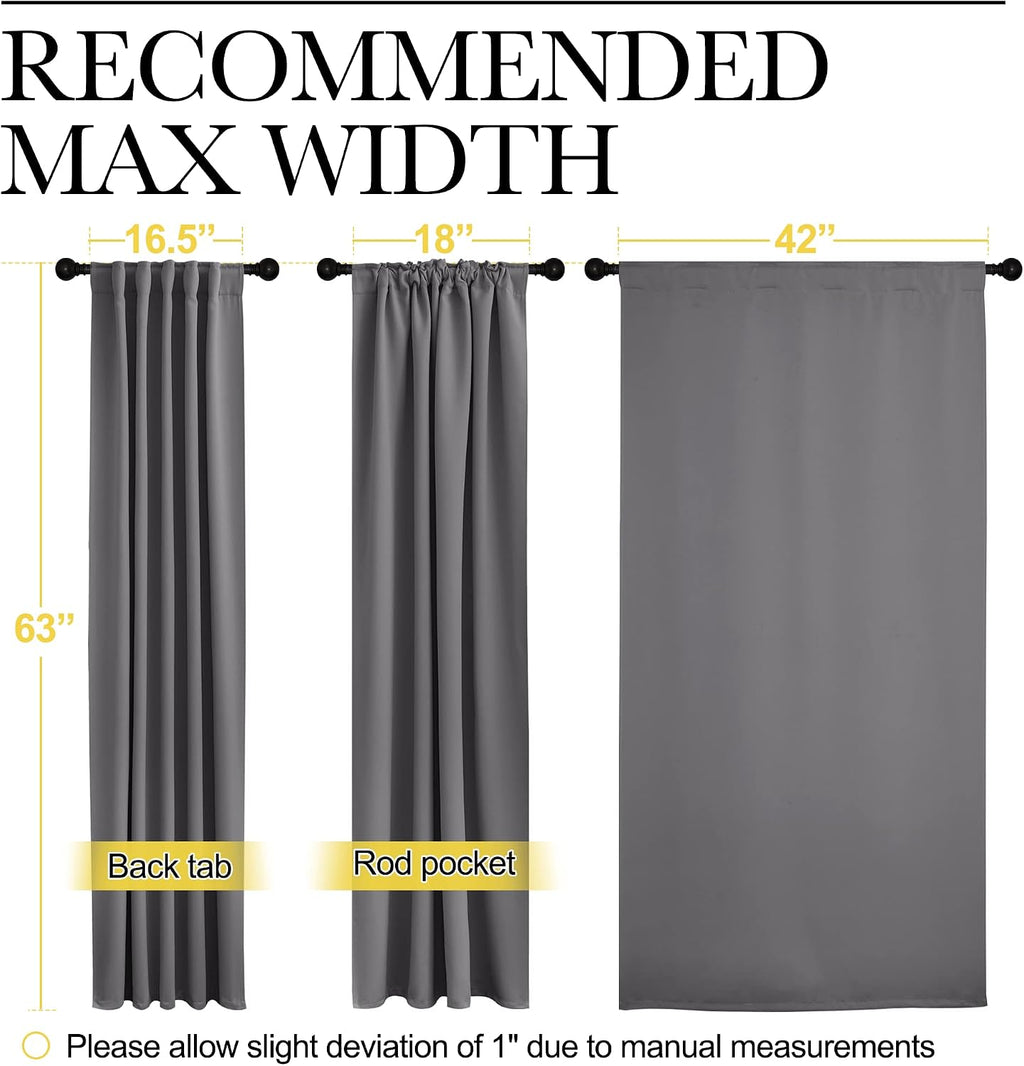 NICETOWN Blackout Curtain Panels for Living Room - (Grey Color) 42x63 Inch, 2 Panels Set, Thermal Insulated Room Darkening Blackout…