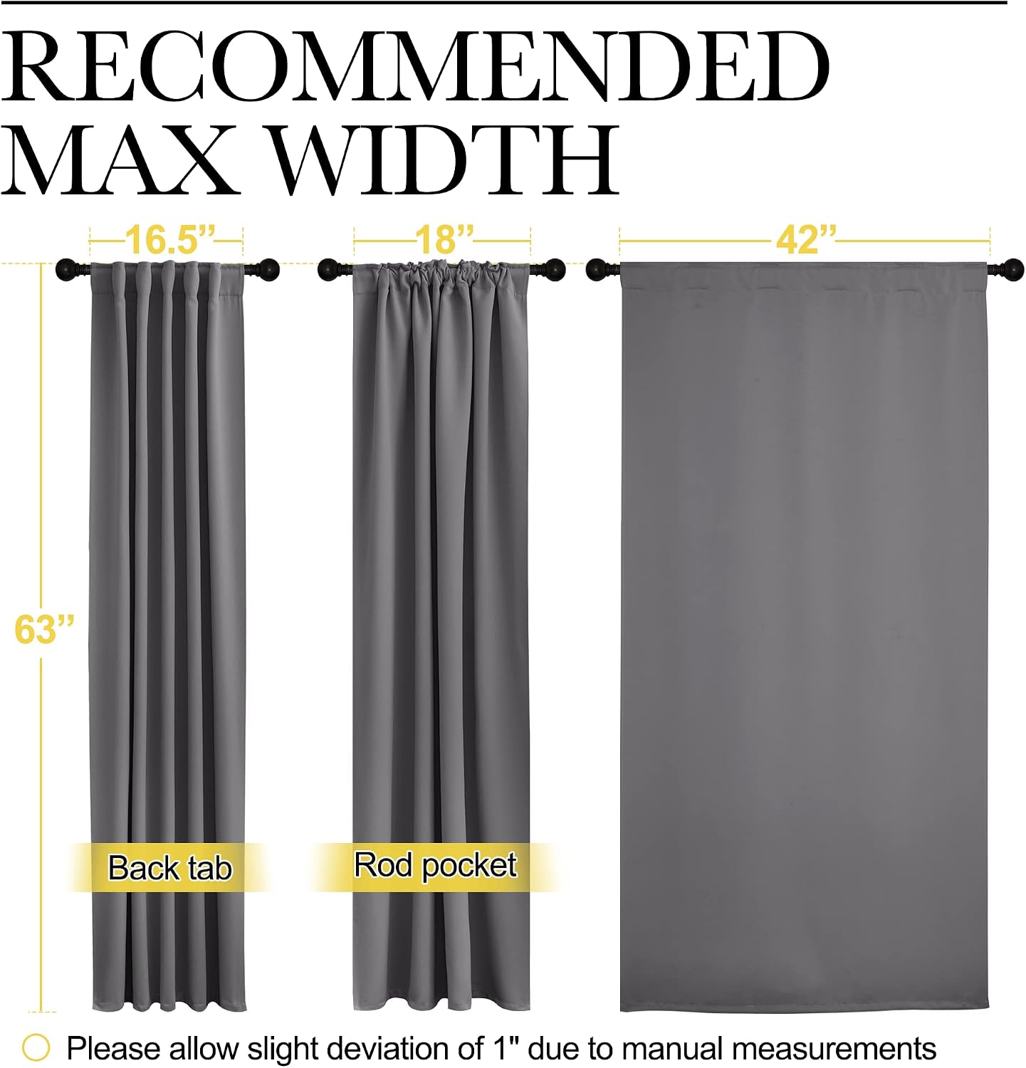 NICETOWN Blackout Curtain Panels for Living Room - (Grey Color) 42x63 Inch, 2 Panels Set, Thermal Insulated Room Darkening Blackout…