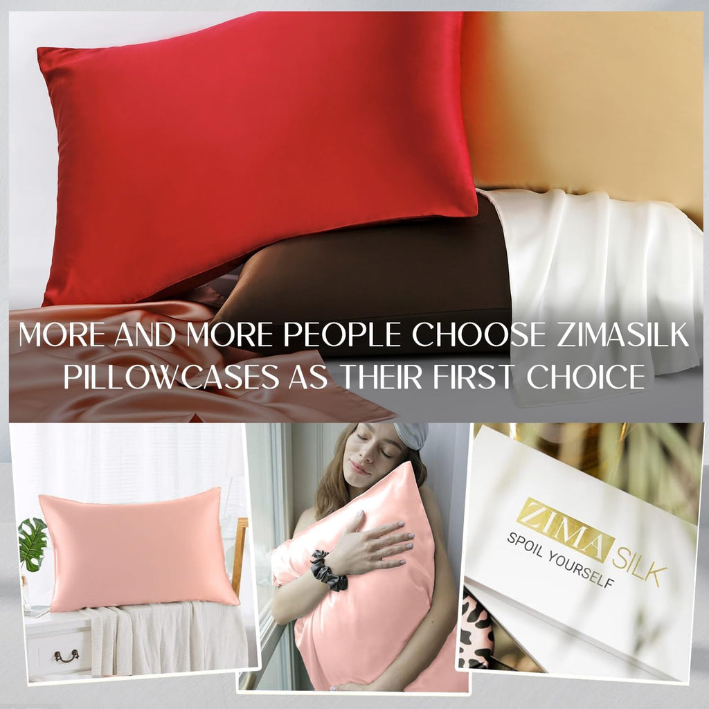 Zimasilk 100% Pure Mulberry Silk Pillowcase for Hair and Skin everyday comfort, Soft and Smooth, Both Sides Grade 6A Silk,600 Thread…
