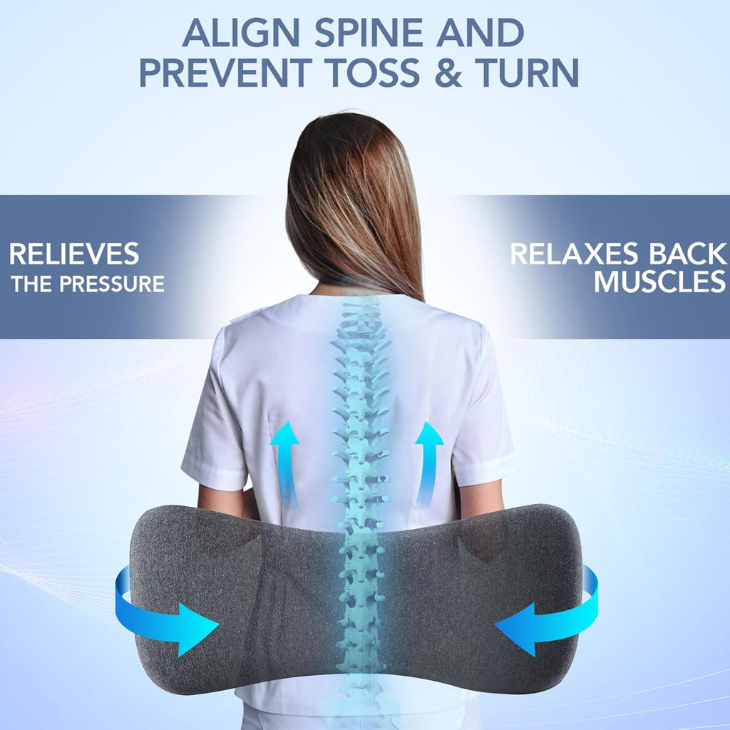 Hapiclody Lumbar Support Pillow for Sleeping Memory Foam Lumbar Pillow for Lower Back Back Support Pillow for Side, Back and Stomach Sleeper…