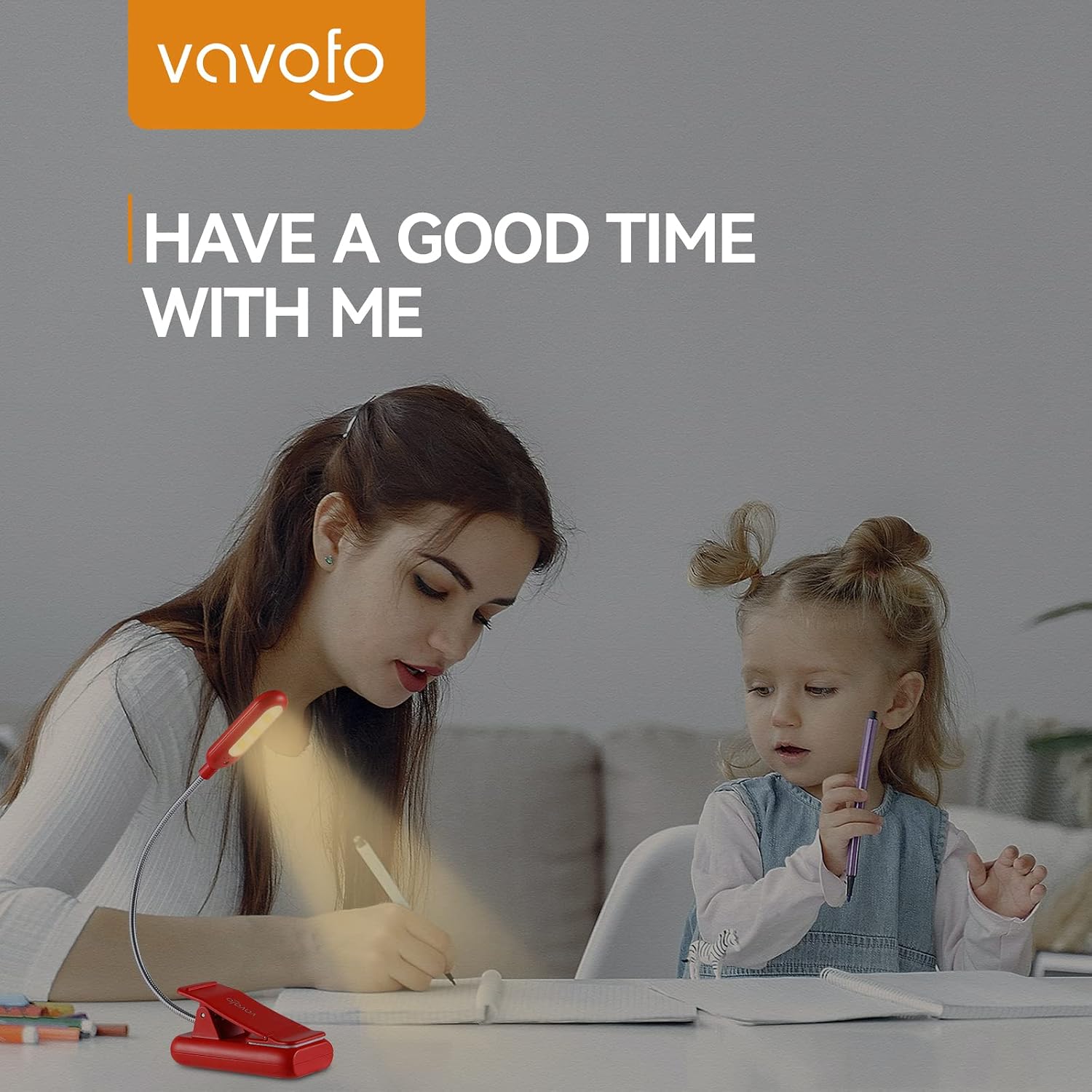 Vavofo Rechargeable Book Light for Reading in Bed Kids, 7 LED Reading Light with 9-Level Warm Cool White Daylight, Eye comfort Lamp with…