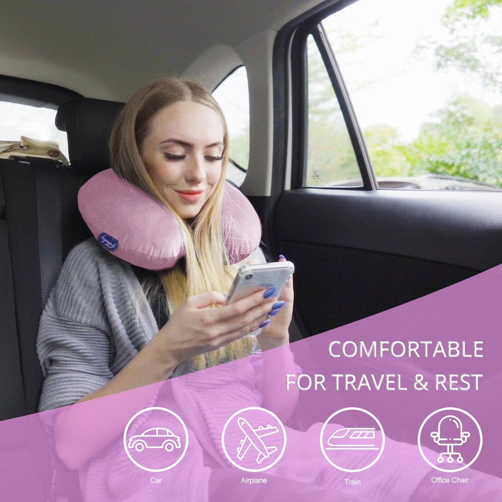 Fabuday Travel Pillow Memory Foam for Airplanes - Neck Pillow for Traveling, Car, Home, Flight Pillow for Sleeping with Attachable Snap Str…