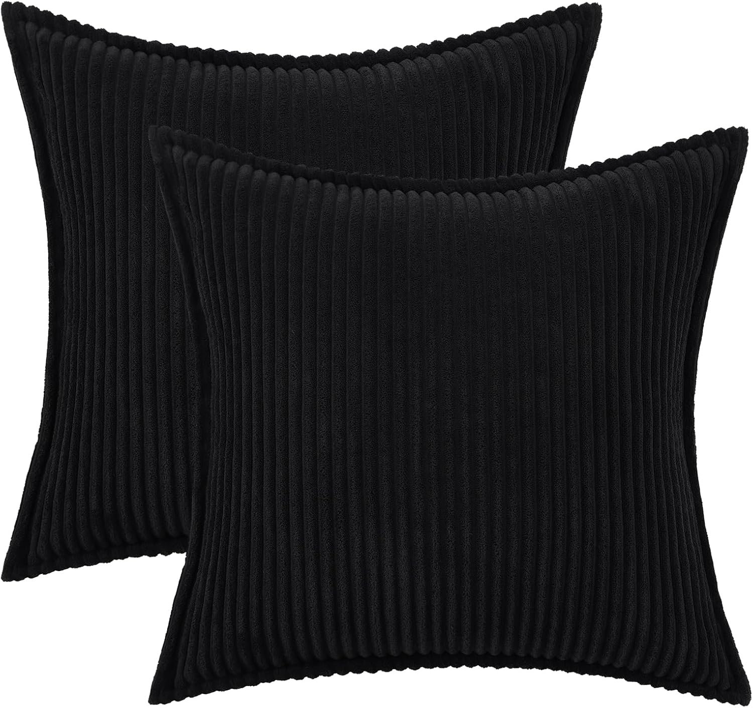 Mecatny Corduroy Summer Throw Pillow Covers 16x16 Set of 2, Neutral Decorative Soft Boho Couch Pillow Covers with Broadside for Sofa…