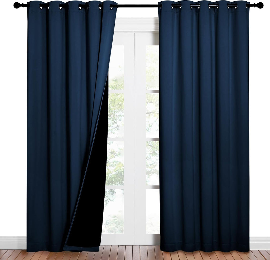 Nicetown Moroccan Blue Full Shade Curtain Panels, Pair of Energy Smart & Noise Blocking Out Blackout Drapes for Dining Room Window, Thermal…
