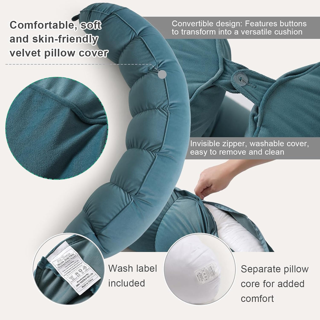 Peallow(Pat. Pend) – Long Round Body Pillow for Adults, Bolster Pillow for Sleeping, Soft and Supportive Pillow for Sleeping & Lumbar…