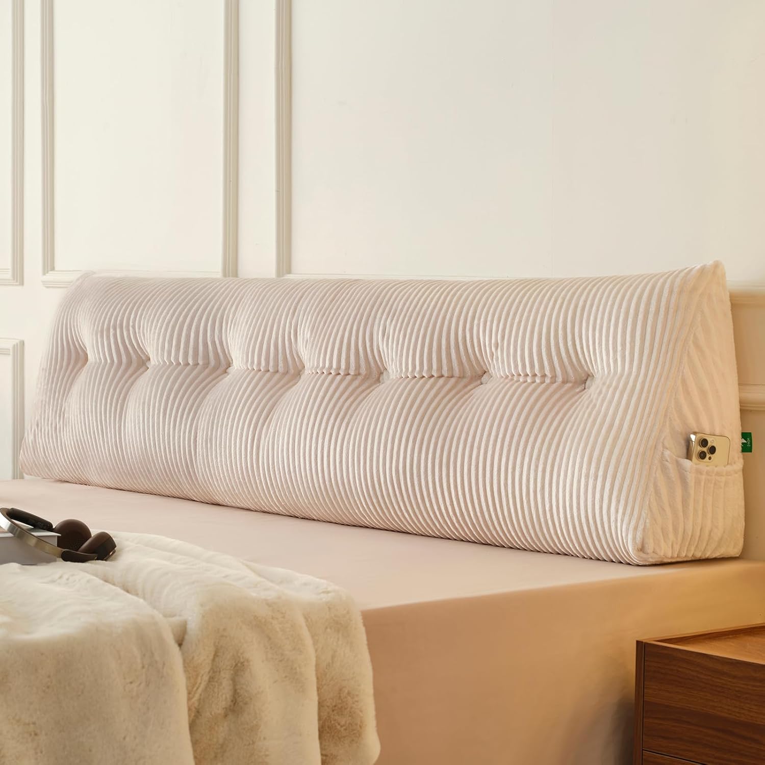 Z-Hom Large Headboard Pillow King, NO ROLL Pillow, Wedge Pillow Headboard for Sitting Up in Bed, Backrest Support Triangular Cushion for Re…