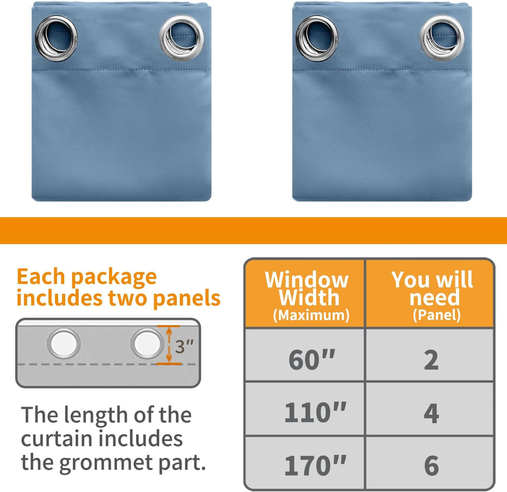 YoungsTex Denim Blue Blackout Curtains 68 Inch Length for Bedroom - Thermal Insulated Drapes with Grommet Room Darkening Window Treatments…