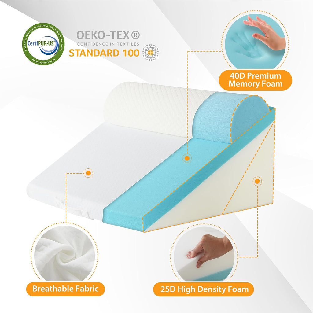 Ruqmuis 3PCS Wedge Pillow Set for After Surgery, Adjustable 9&12 Inch Bed Wedge Pillow for Sleeping, Incline Pillow Wedge for Headboard, Po…
