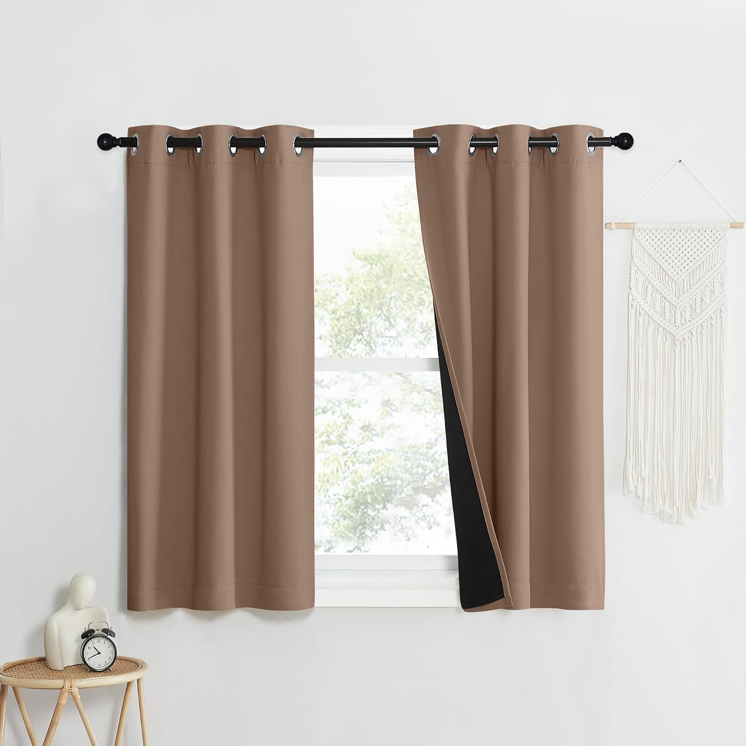 Nicetown 100% Blackout Curtains Thermal, Noise Reduction and Privacy Curtains for Patio Door, Black Lined Blackout Drapes with Grommet Top,…