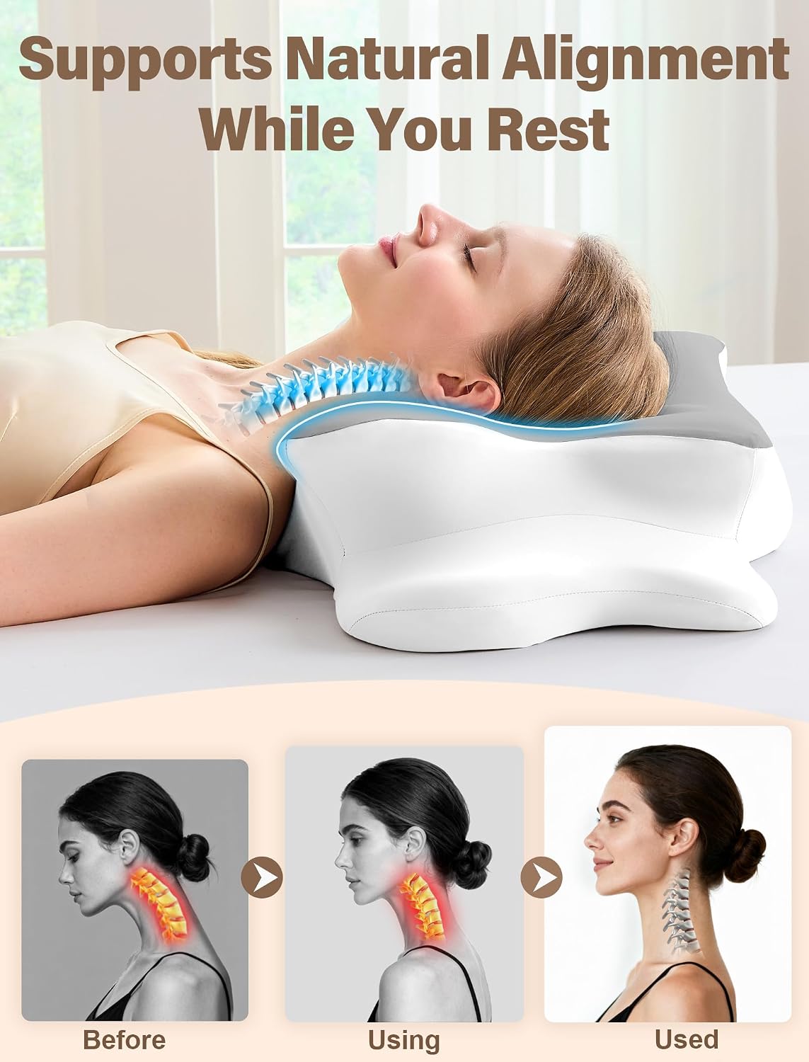 Vjasd Cervical Neck Pillow for – Ergonomic Memory Foam Pillow for Side Sleeper Contour Orthopedic Bed Cooling Pillow for Neck Support – Ide…
