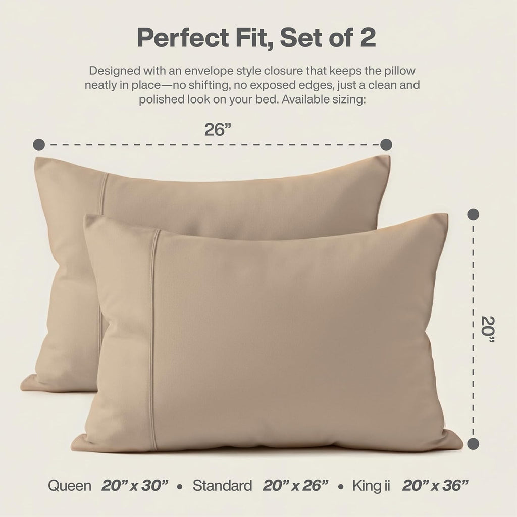 Queensbay Standard Pillow Cases Set of 2, Microfiber Cooling Pillowcases, Soft Breathable Envelope Closure Pillow Covers, Wrinkle Free Easy…