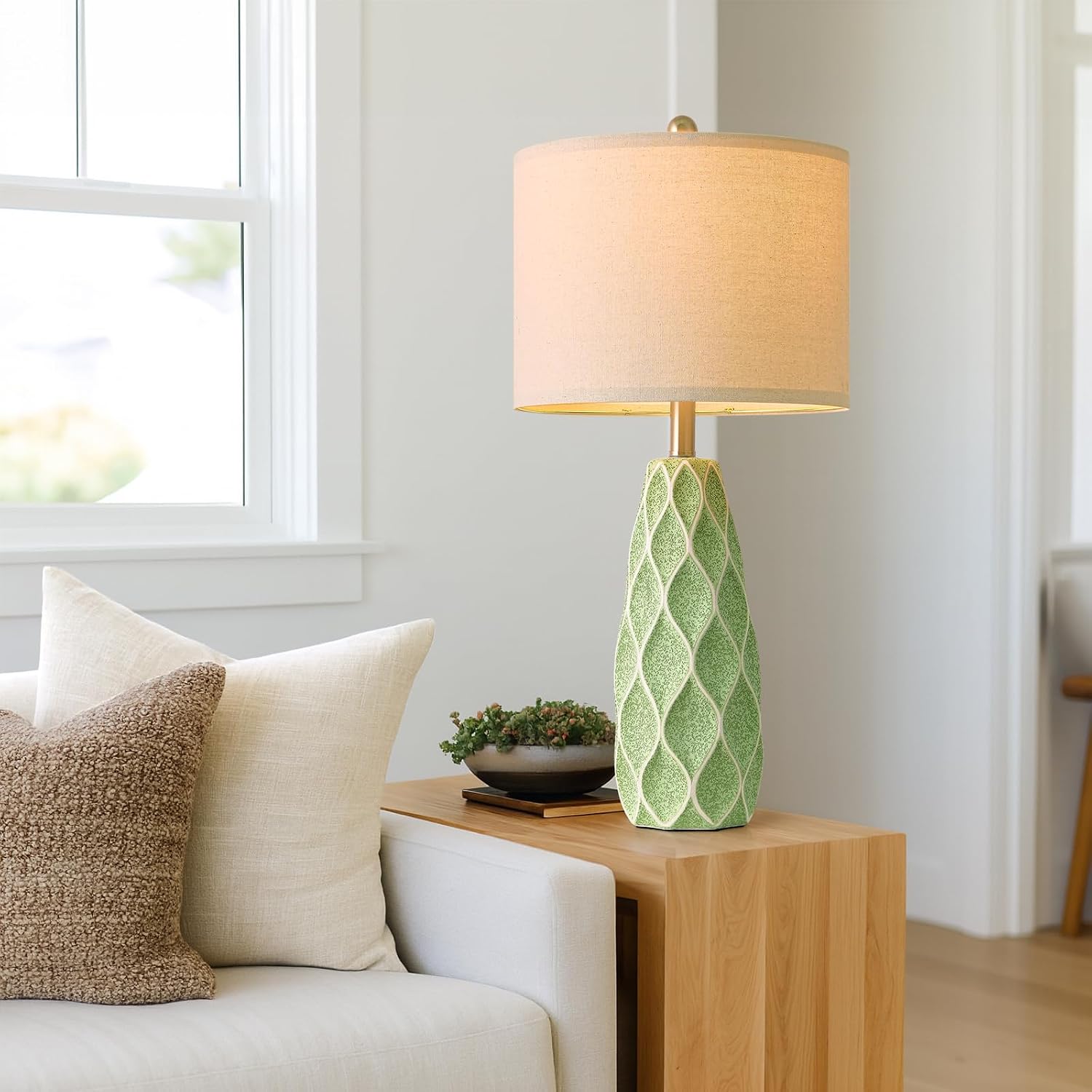 27.5" Ceramic Table Lamps for Living Room Bedroom Lamps Set of 2 Modern Boho Bedside Lamps Night Stands Farmhouse Vintage Large…