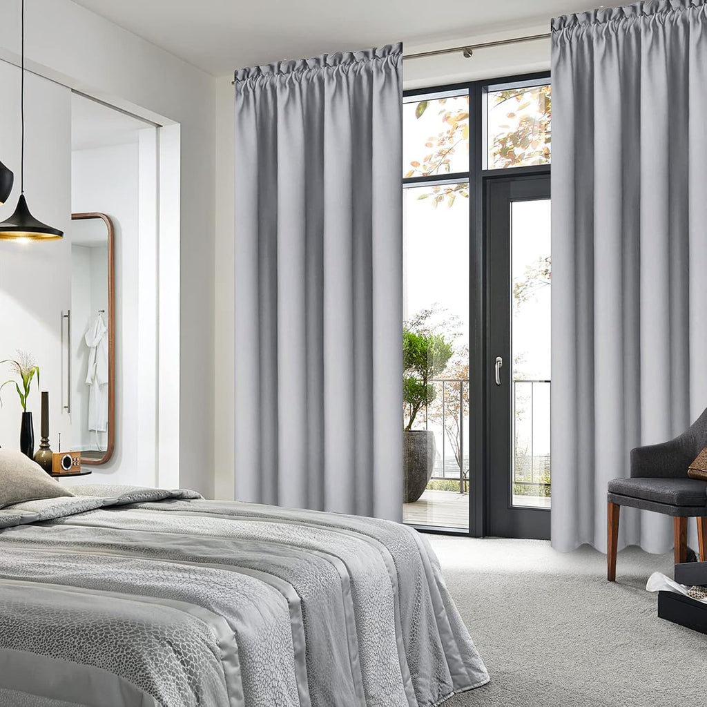 Dwcn Blackout Curtains Room Darkening Thermal Insulated Bedroom Curtains Window Curtain Panels, 42 x 84 inches Long, Set of 2 Silver Grey R…