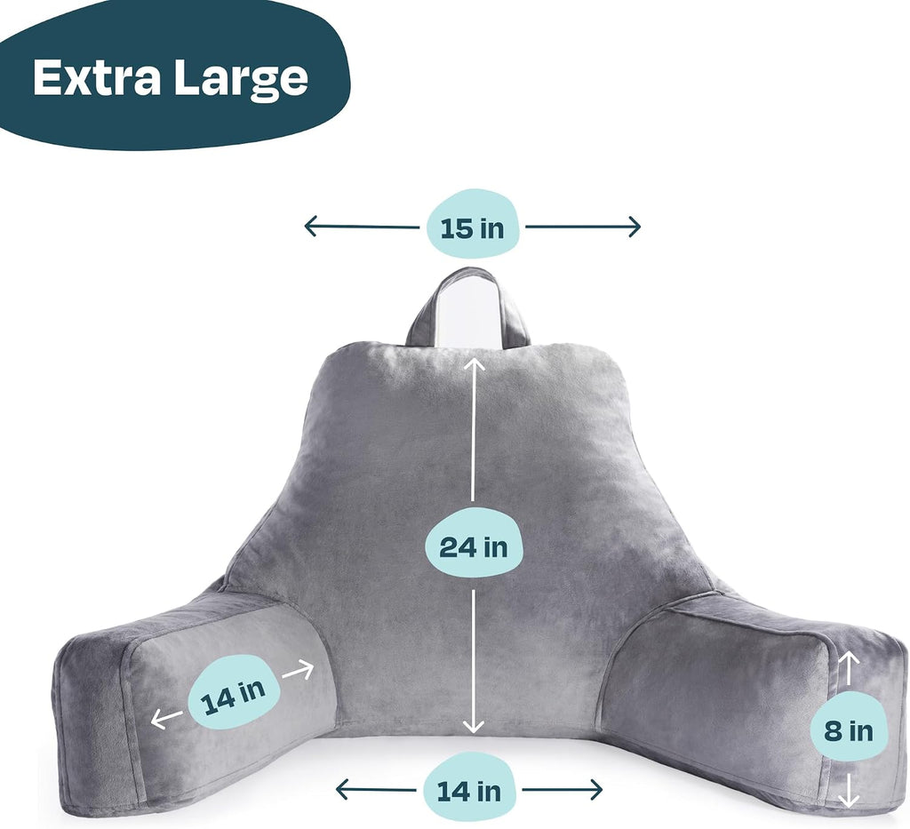 Linenspa Reading Pillow with Shredded Memory Foam- X-Large Size - Back Pillow for Sitting in Bed, Reading, Gaming, Watching TV – Bed…