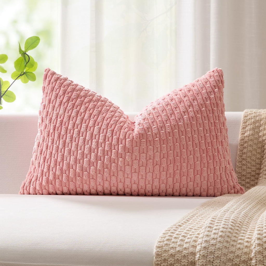 KevinTextile Kevin Textile Valentines Day 12x24 Inch Pillow Cover 1 Pack Boho Decorative Soft Striped Corduroy Lumbar Farmhouse Accent Rect…