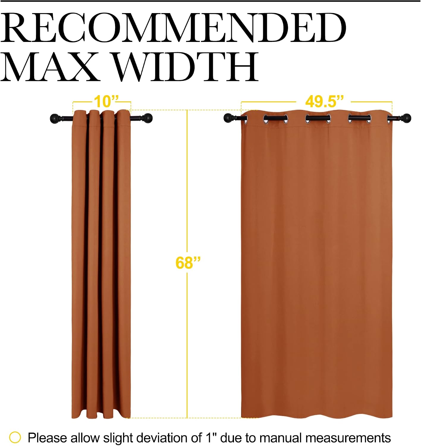NICETOWN Blackout Curtain Panels for Girls Room, Nursery Essential Thermal Insulated Solid Grommet Top Blackout Drapes (Burnt Orange, 1…