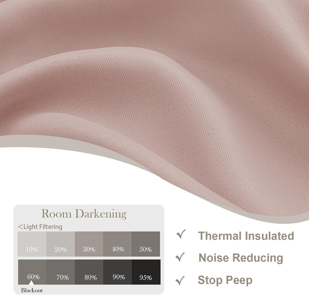 Gwine Valentine's Day Blush Pink Short Curtains 36 Inches Long, Small Half Window Cafe Curtains Thermal Insulated Room Darkening Blackout…