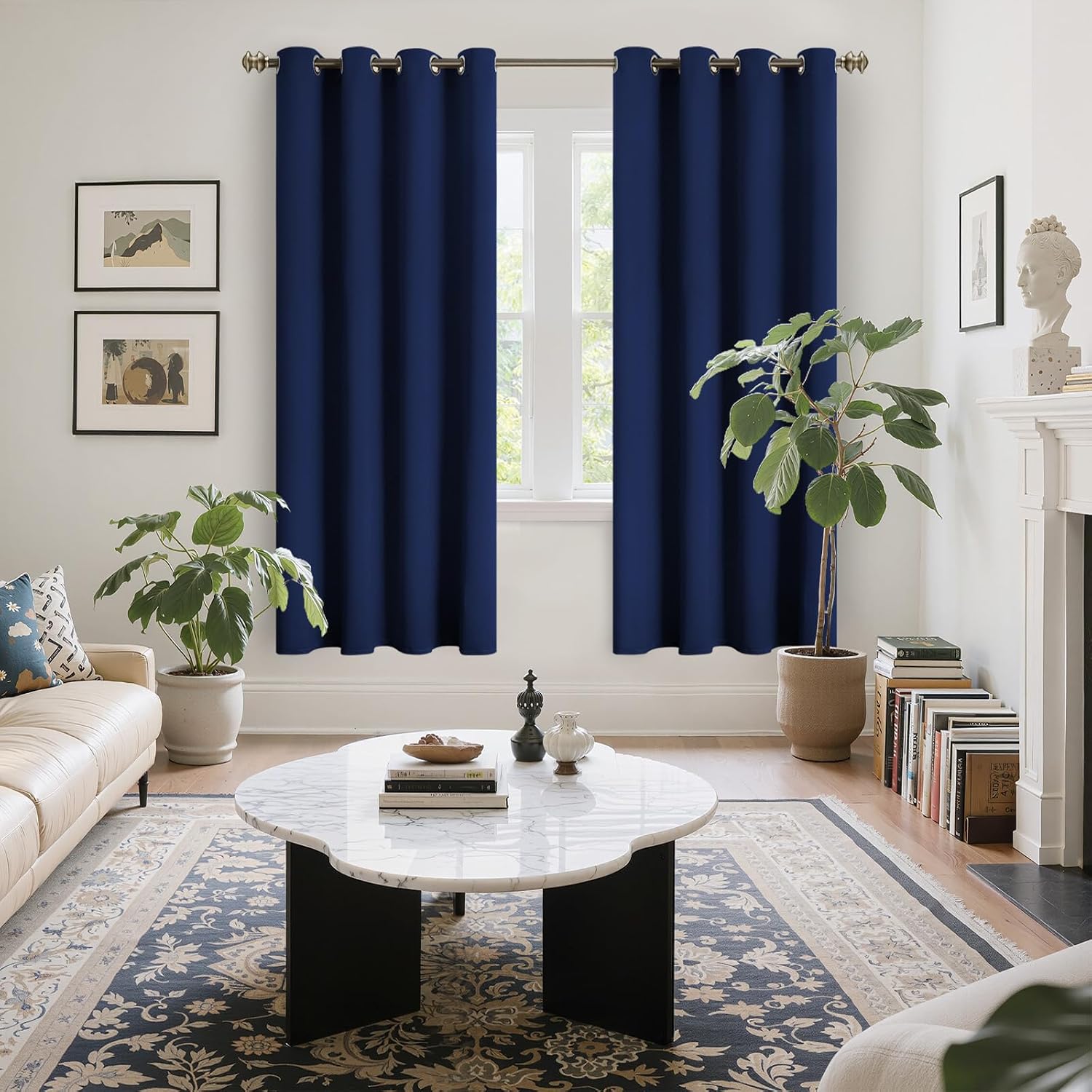 YoungsTex Navy Blue Blackout Curtains 72 Inches Length for Bedroom - Thermal Insulated with Grommet Room Darkening Drapes for Living Room P…