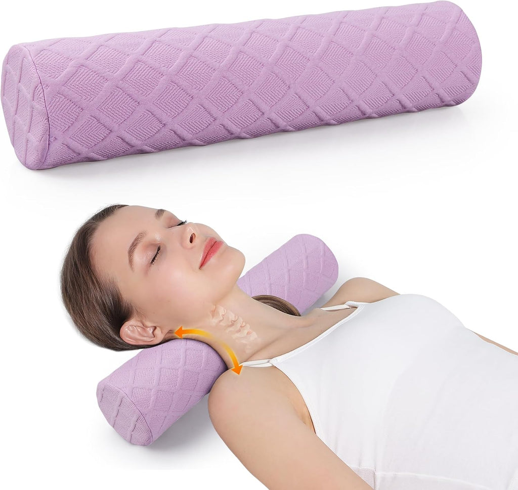 Cozyth Cervical Roll Pillow, Medium Soft Memory Foam Neck Round Pillow Cylinder Bolster Pillow for Sleeping, Round Neck Support for Bed…