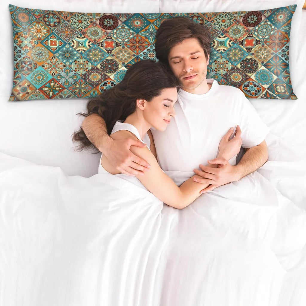Mandala enthnic Style Body Pillow Covers Decorative Soft Bedding Satin Pillowcase with Zipper Closure Cooling Breathable Long Pillow…