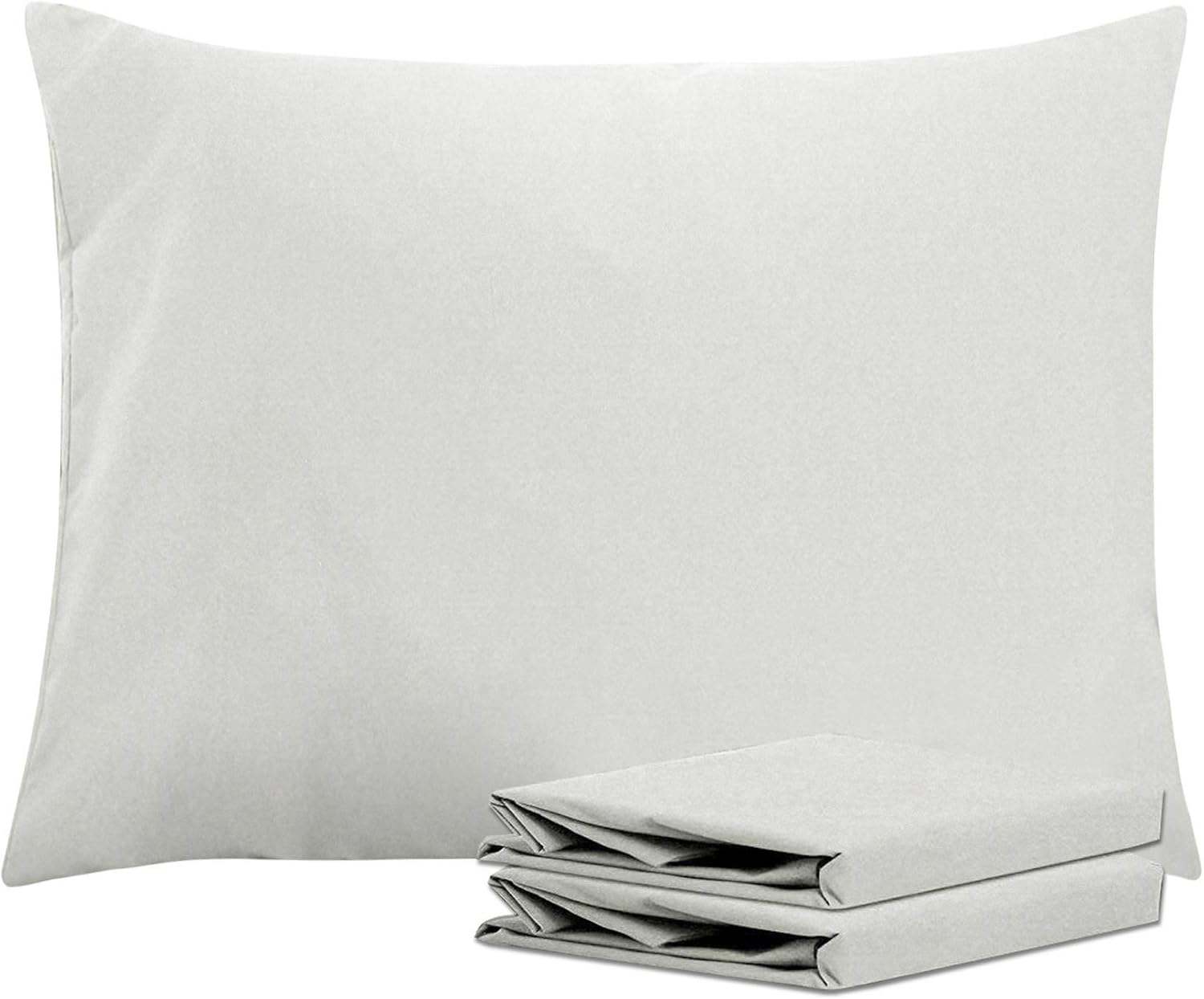 Ntbay Standard Pillowcase Set - 2 Pack Brushed Microfiber 20x26 Pillowcases - Soft, Wrinkle-Free, Fade-Resistant, Stain-Resistant, Light Gr…