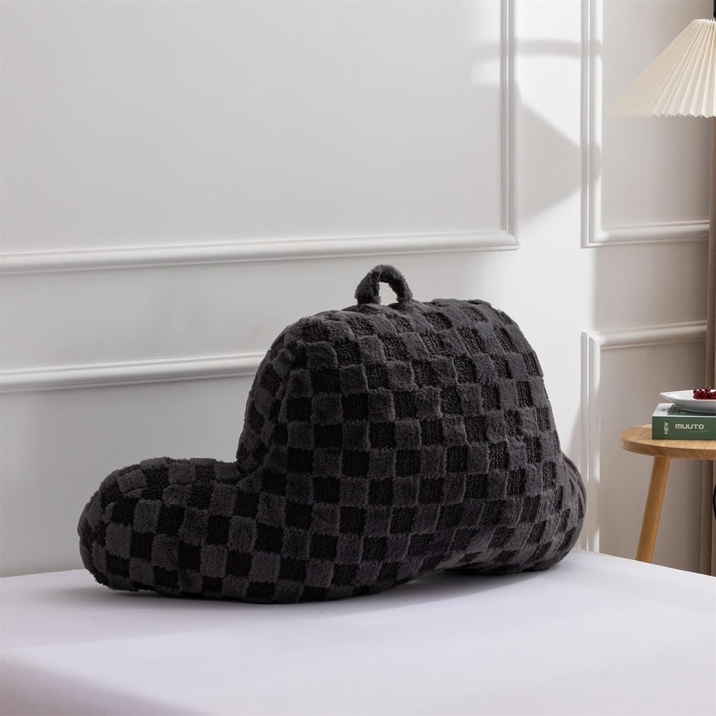 Holawakaka Checkered Reading Pillow with Arms, Adults Backrest Reading & Rest Pillows for Sitting Up in Bed, Bed Rest, Lounging, Working, A…