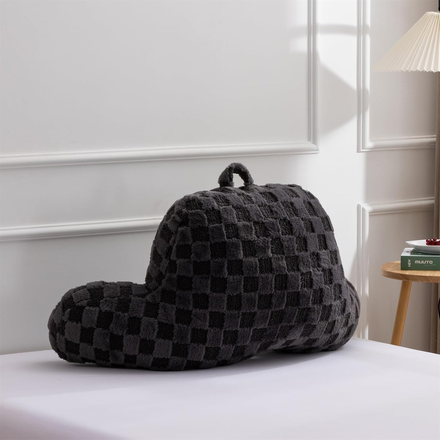Holawakaka Checkered Reading Pillow with Arms, Adults Backrest Reading & Rest Pillows for Sitting Up in Bed, Bed Rest, Lounging, Working, A…