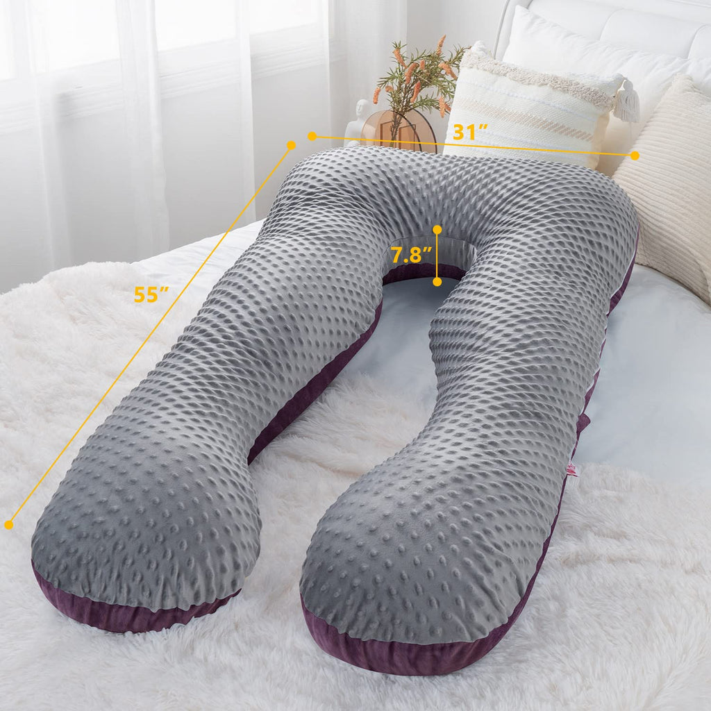 Meiz Pregnancy Pillow, Pregnancy Body Pillow, Pregnancy Pillows for Sleeping, Maternity Pillow for Pregnant Women with Velvet Cover, Grey &…