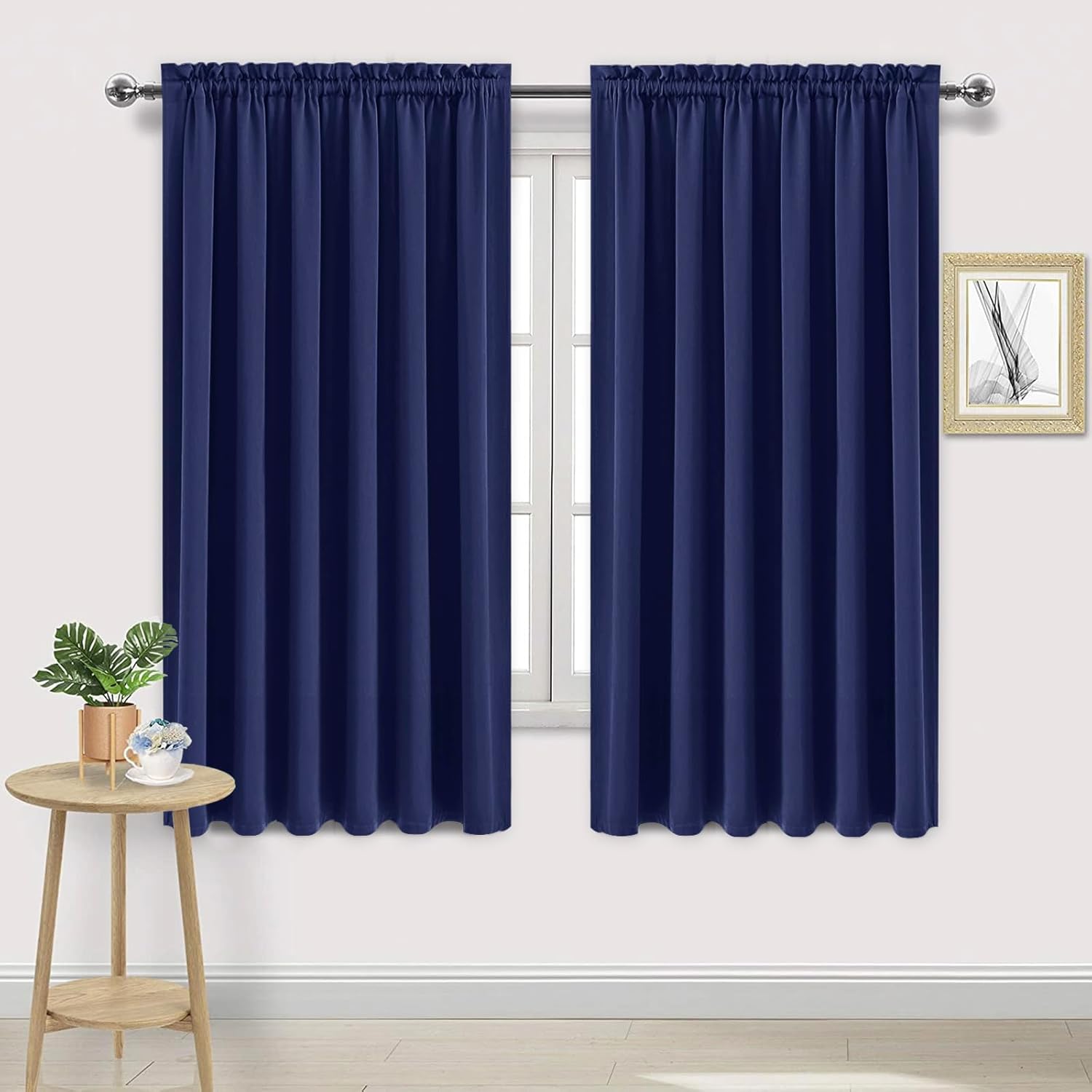 DWCN Blackout Curtains for Living Room Thermal Insulated, Energy Saving & Noise Reducing Bedroom Curtains, Navy, W 70x L 63 Inch, Set of…