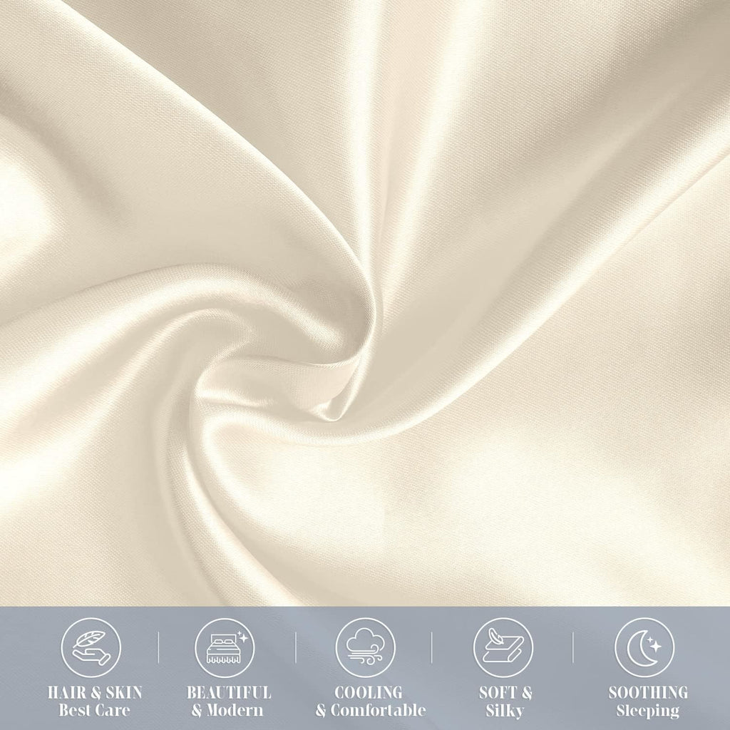Elegantcomfort Elegant Comfort 6-Pack King Size Cream Satin Pillowcase Set with Hidden Zipper Closure, Silky Smooth for Hair and fabric…