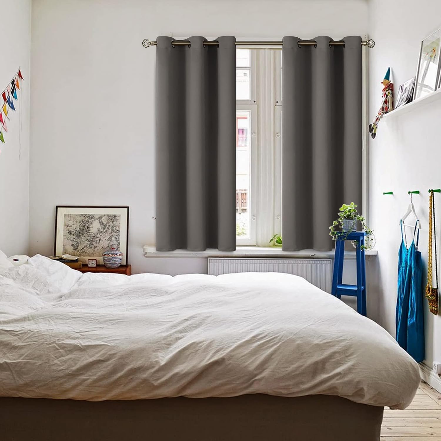 BGment Blackout Curtains for Bedroom - Grommet Thermal Insulated Room Darkening Curtains for Living Room, Set of 2 Panels (38 x 45 Inch, Gr…