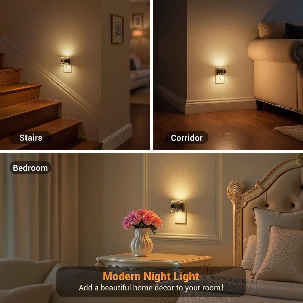 JandCase LED Night Light, Bubble Night Lights Plug into Wall, [2 Pack] Night Light Warm White 3000K & 5 Brightness Levels, Dimmable…