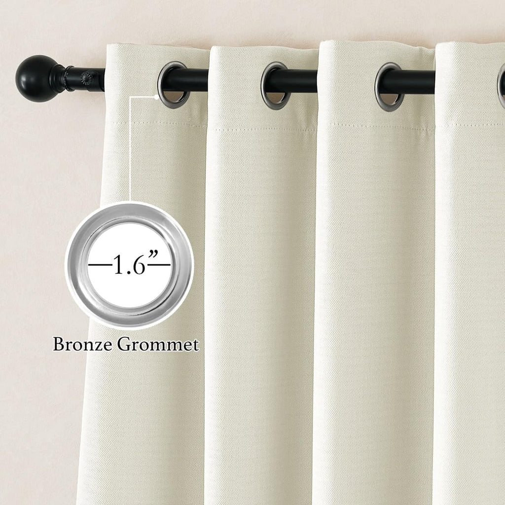 Nicetown Faux Linen 100% Blackout Living Room Curtains 96 inches Long, Silver Grommet 2 Layers Window Treatment with White Liner Thermal Cu…