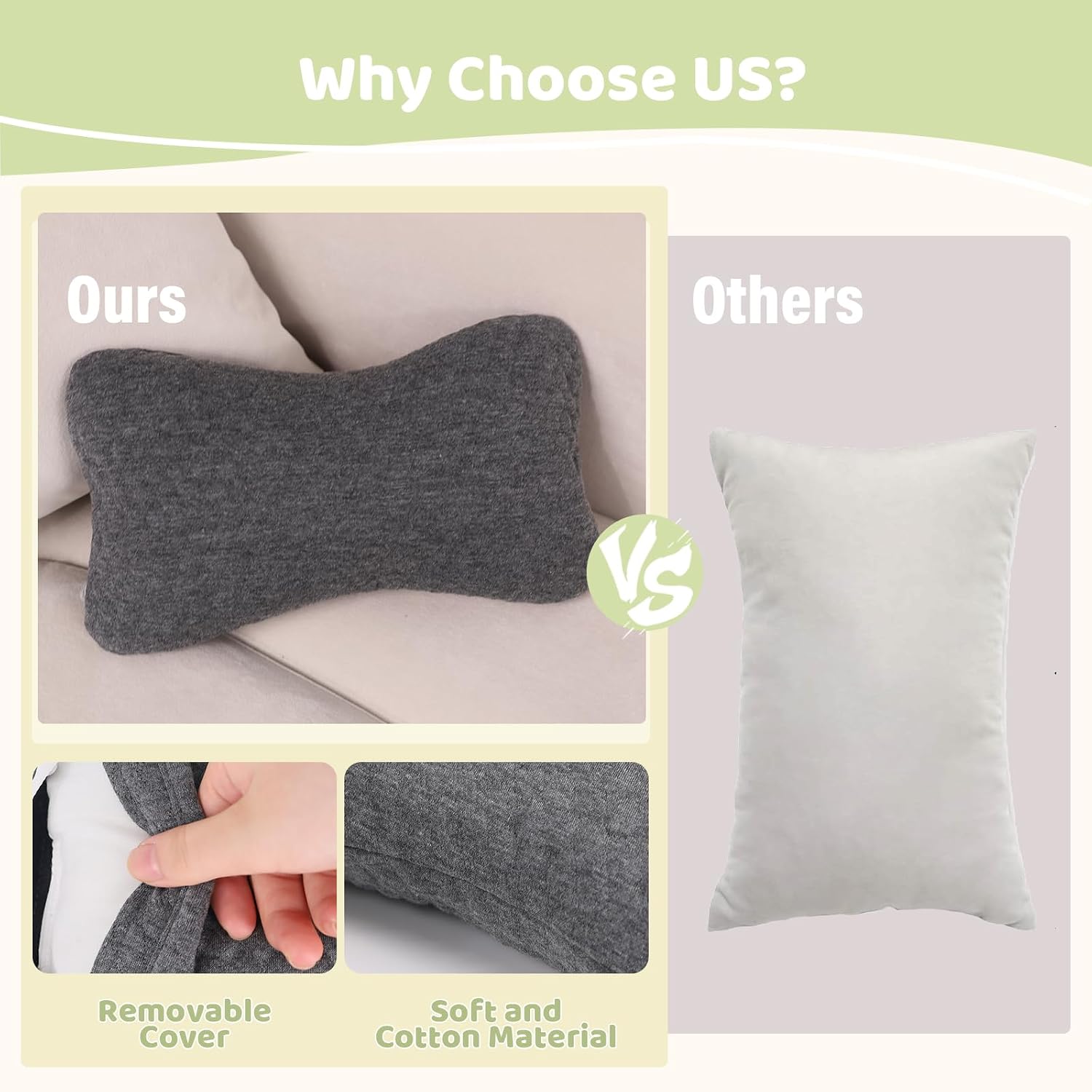 vocheer Small Pillows for Sleeping, 11"x 7" Mini Travel Pillow, Tiny Pillows for Neck, Wrist, Lumbar and Knee, Pets Pillow, Cotton…