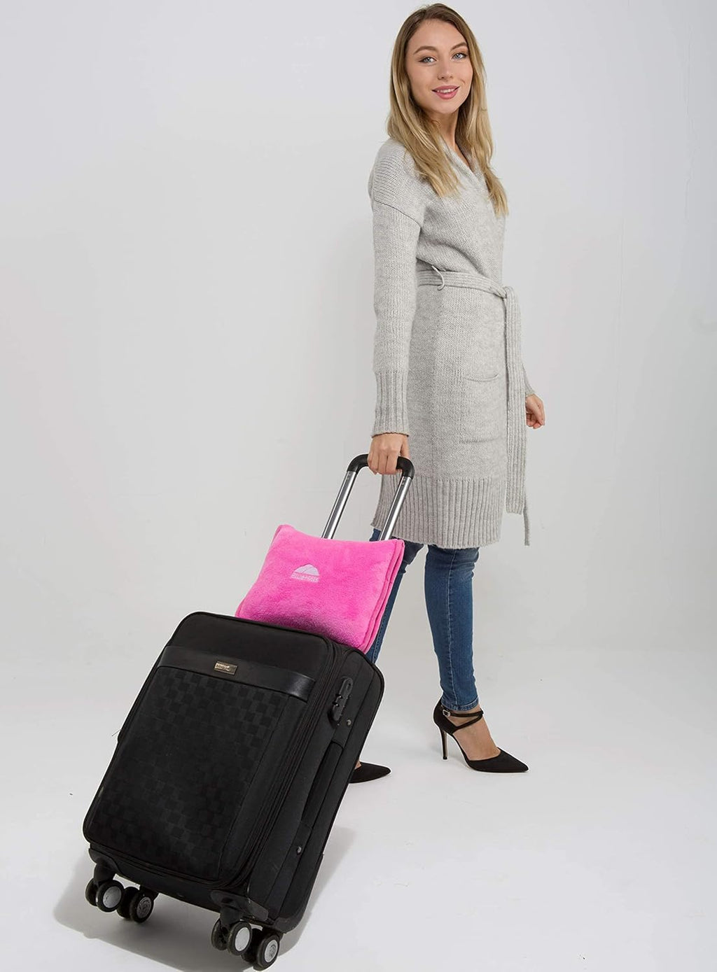 BlueHills Premium Soft Travel Blanket Pillow Airplane Blanket Packed in Soft Bag Pillowcase with Hand Luggage Belt and Backpack Clip…