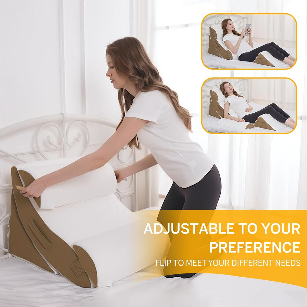 Ziixmile Wedge Pillow Set for After Surgery – 5PCS Orthopedic Bed Wedge Pillow Set for Sleeping, Body, Back and Leg Comfortable & Ad…