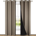 Nicetown Taupe Full Shade Curtain Panels, Pair of Thermal Insulated & Energy Efficiency Blackout Curtains for Living Room Windows, Lined Si…