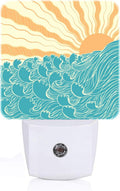 Boho Sea Waves Night Light, Plug-in Nightlights Auto Sensor Night Lamp Dusk-to-Dawn Lamp Home Decor for Nursery Children Girls Boys