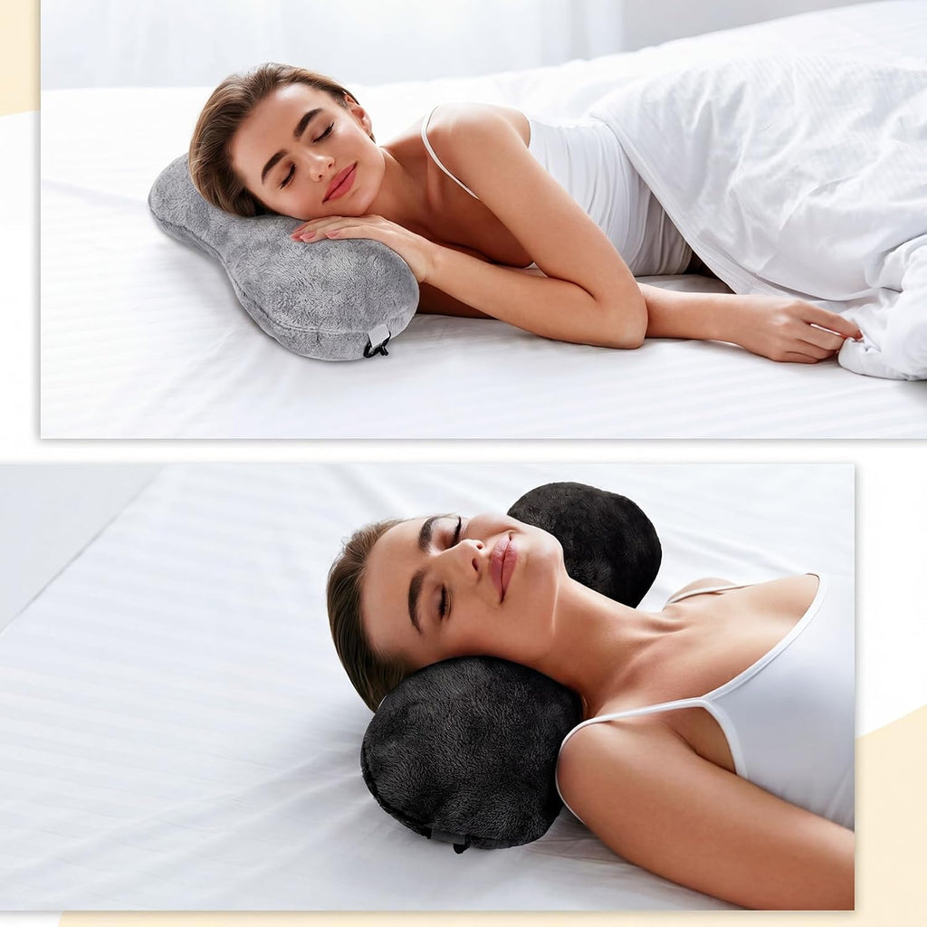 Colingmill 2 Pcs Neck Pillow for Recliner Headrest Pillow Bone Shaped Chair Plush with Adjustable Strap Neck Support and Curve Head Cushion…